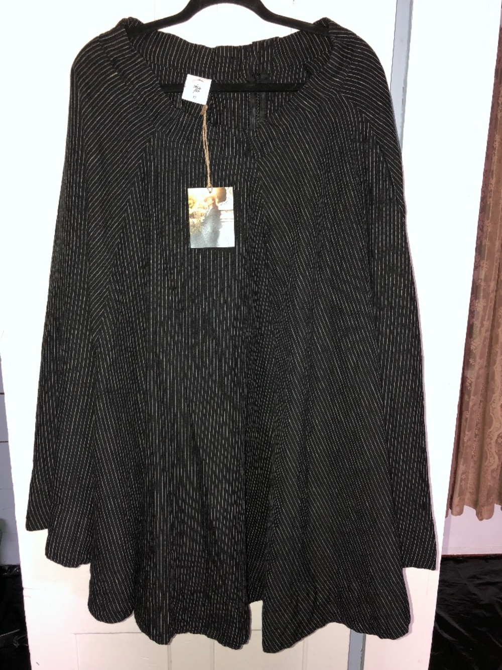 SON DE FLOR PINSTRIPE 100% LINEN MIDI CIRCLE SKIRT - XL - Picture 4 of 6